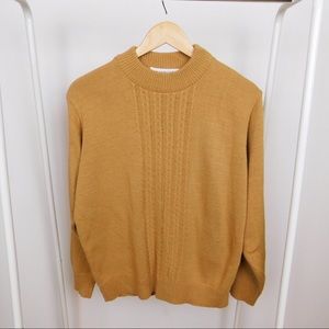 Vintage Amber Cabled Mock Neck Sweater